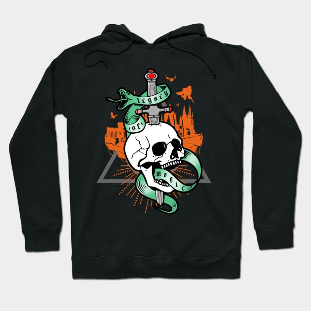 Fantasy Fan Magic Skull Tattoo Design Hoodie by BoggsNicolas